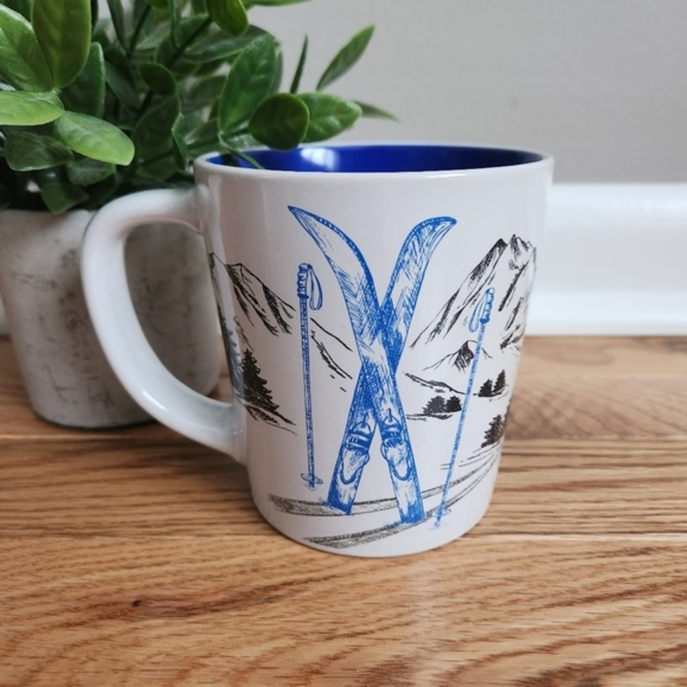 Tim Hortons 2018 Blue Skis And Mountains Collectible Mug